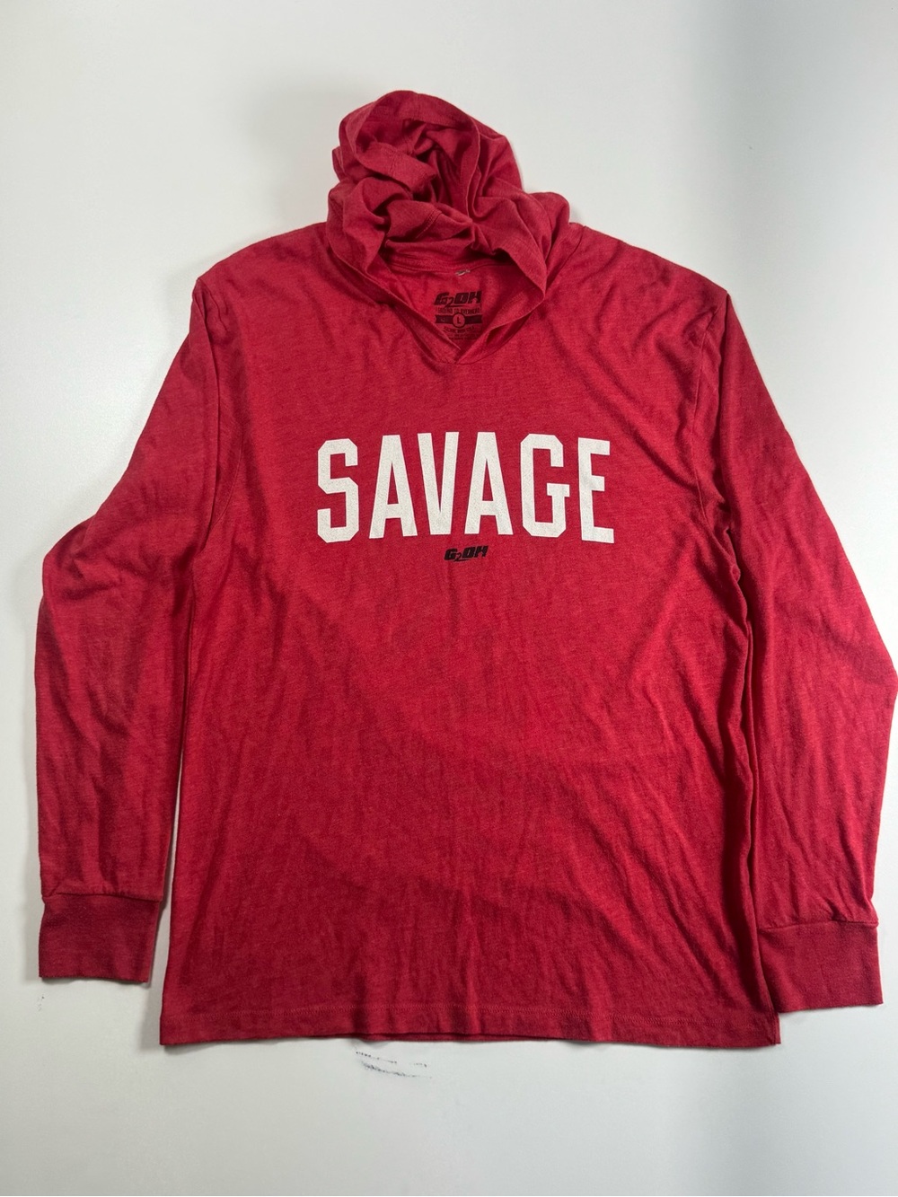 Savage Red Hooded Long-Sleeve Shirt